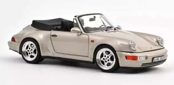 187140 Porsche 911 Turbo Look Cabriolet 1992 Zermatt silver metallic 1:18